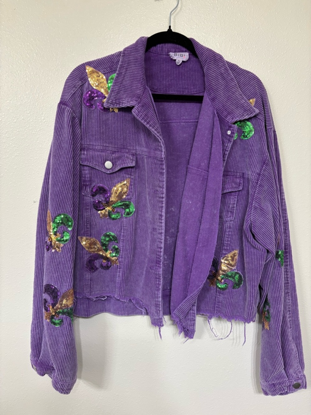 Mardi Gras Purple Embellished Corduroy Jacket -